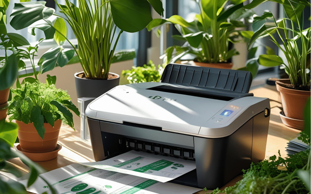 print with lots of green plants